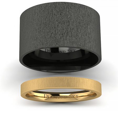 Klasyka w czerni - Obrączki Diamond Sky z czarnego oraz żółtego złota próby 585, 2.5 mm oraz 12 mm