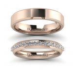 Niezaprzeczalne piękno - Obrączki ślubne z różowego złota próby 585 z diamentami, Diamond Sky