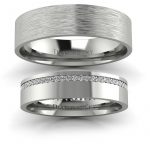 Blask miłości - Obrączki ślubne z białego złota z diamentami i matem Diamond Sky