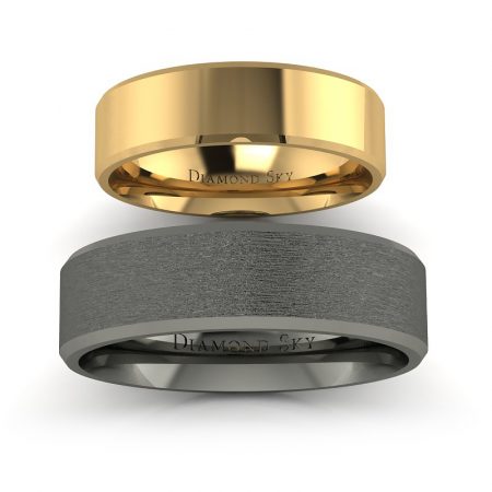 Klasyka i czerni - Płaskie obrączki Diamond Sky z czarnego oraz żółtego złota, 4.5 mm, 7.0 mm