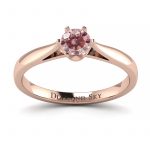 Diamentowy urok - Pierścionek zaręczynowy, różowe złoto 750, różowy brylant ~ 0,23 ct