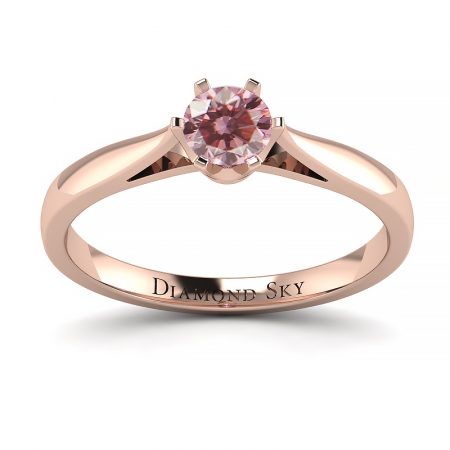 Diamentowy urok - Pierścionek zaręczynowy, różowe złoto 750, różowy brylant ~ 0,23 ct