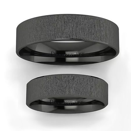 Klasyka w czerni - Płaskie obrączki z czarnego złota, mat, 6mm
