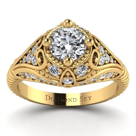 Diamentowy sen - Pierścionek z żółtego złota z diamentami