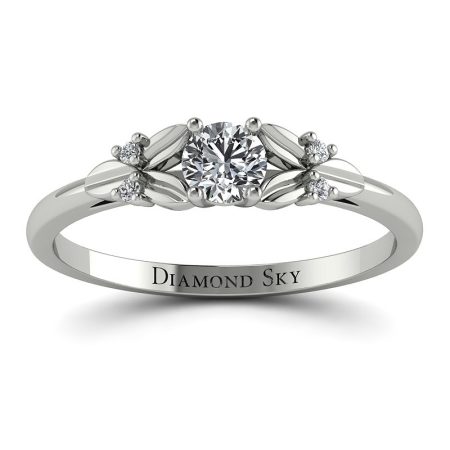 Diamentowa Rosa - Pierścionek zaręczynowy z białego złota z diamentami