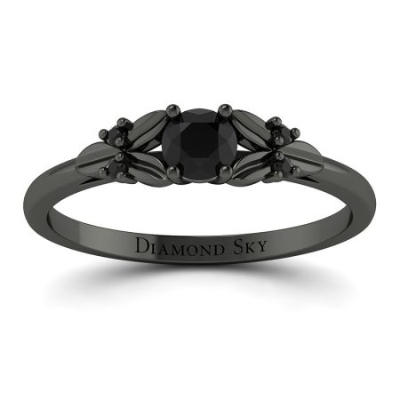 Diamentowa Rosa - Pierścionek zaręczynowy z czarnego złota z czarnymi diamentami