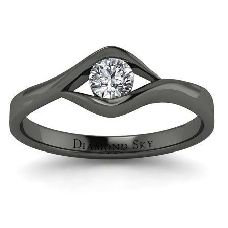 Diamentowy świt - Pierścionek zaręczynowy z czarnego złota z diamentem 0,20 ct