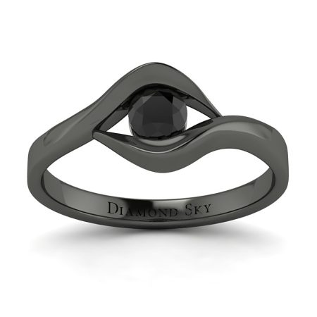 Diamentowy świt - Pierścionek zaręczynowy z czarnego złota z czarnym diamentem 0,25 ct