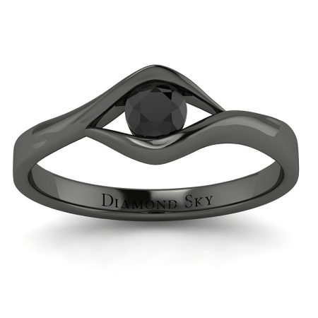 Diamentowy świt - Pierścionek zaręczynowy z czarnego złota z czarnym diamentem 0,20 ct