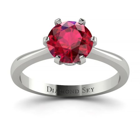 Szlachetny urok - Klasyczny pierścionek z platyny z rubinem ~1.00ct