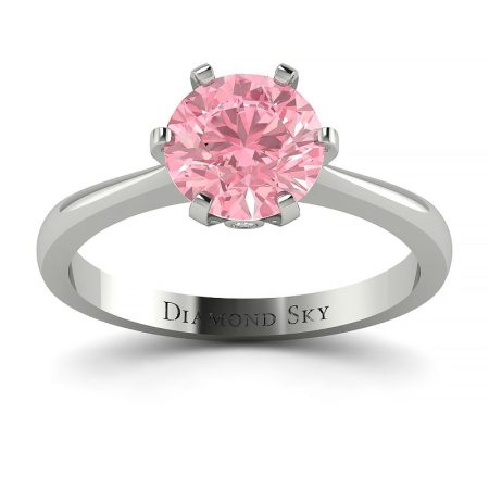 Szlachetny urok - Klasyczny pierścionek z białego złota z różowym diamentem ~1.00ct