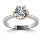 Szlachetny urok - Klasyczny pierścionek z białego i żółtego złota z diamentem ~1.00ct