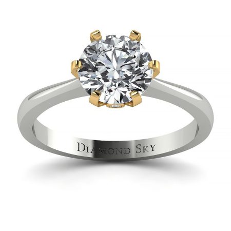 Szlachetny urok - Klasyczny pierścionek z białego i żółtego złota z diamentem ~1.00ct