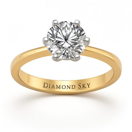 Szlachetny urok - Klasyczny pierścionek z żółtego i białego złota z diamentem ~1.00ct