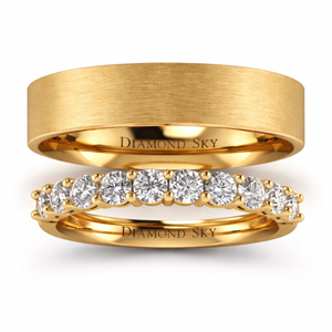 Komplet obrączek ślubnych z żółtego złota z brylantami-Diamentowy blask, Diamond Sky