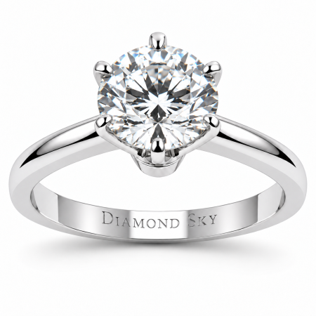 Pierścionek zaręczynowy z białego złota z diamentem laboratoryjnym 1.08 ct, Diamentowa Elegancja